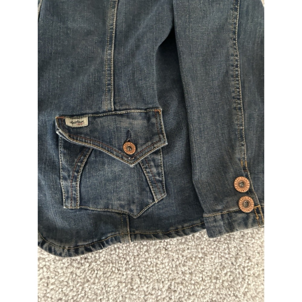 Vtg Levi Strauss Signature Denim Blazer Jacket Womens Size L Blue 3 Button Jean - Picture 2 of 6